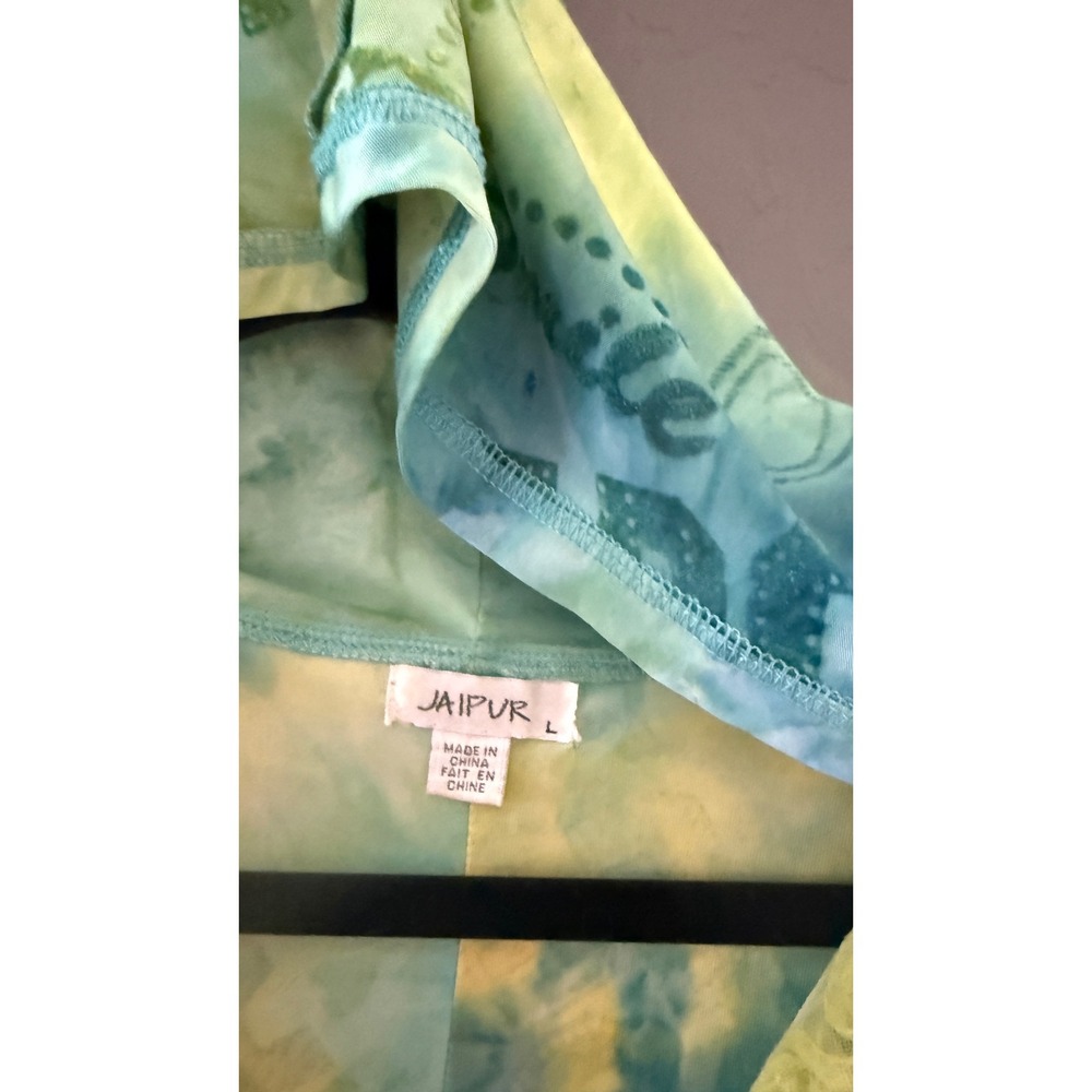 Jaipur Womens‎ Y2K Mesh Paisley Tie Dye Zip Up Hoodie Lace Rosette Turquoise L - Picture 8 of 9